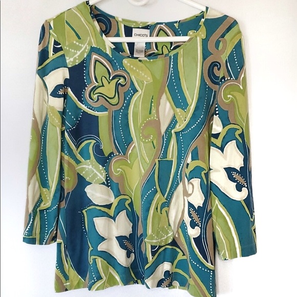 Chico's Tops - Final Price Chico's Lime Teal Rayon Top Size 1 M 8